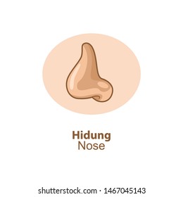 illustration of a cartoon nose, isolated nose vector on a white background.