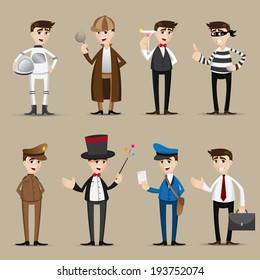 illustration of cartoon occupation set