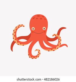 Illustration of cartoon octopus vector.