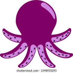 Illustration of cartoon octopus vector in purple