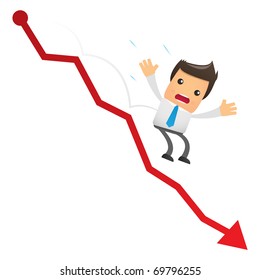 illustration of cartoon office worker falling from the chart