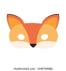 illustration of a cartoon orange fox forest animal carnival mask. mask on the eyes of a masquerade. vector