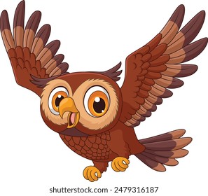 Illustration of cartoon owl flying