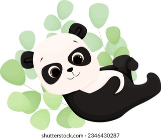 illustration of cartoon panda , cartoon drawing, vector animal