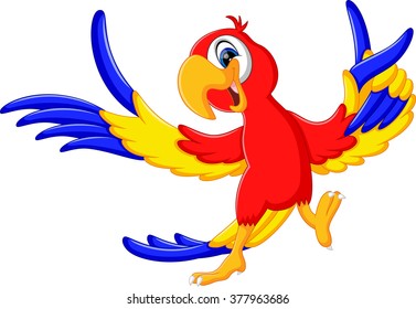 illustration of Cartoon parrot flying