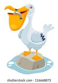 illustration of Cartoon pelican