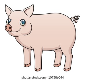 Illustration of a cartoon pig. Eps 10 Vector.
