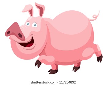 illustration of Cartoon pig.Vector