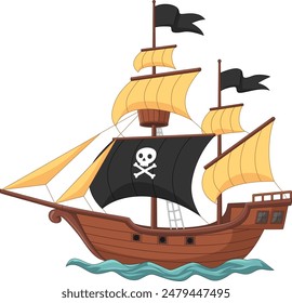 Illustration of cartoon pirate ship