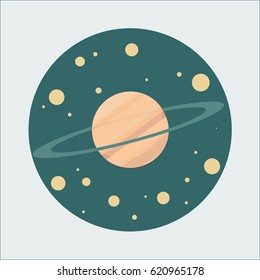 Illustration of a cartoon planet in the flat style. Colored.