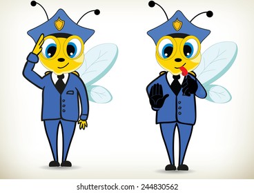 Illustration of cartoon police bee
