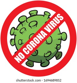 Illustration cartoon prohibited corona virus a microorganism, disinfection, sterilization or sanitization. Ideal for educational and institutional material