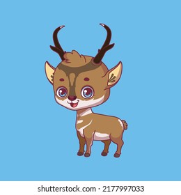Illustration of a cartoon pronghorn on colorful background