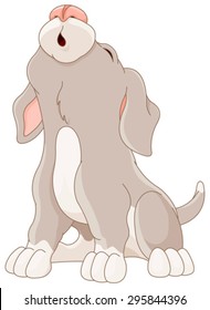 Illustration of cartoon puppy are howling