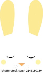 illustration of cartoon rabbit with closed eyes isolated on white