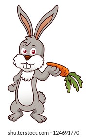 illustration of Cartoon rabbit holding a carrot