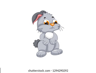 illustration of a cartoon rabbit, rabbit isolated on a white background