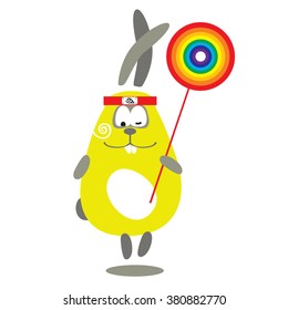 Illustration of cartoon rabbit with a poster