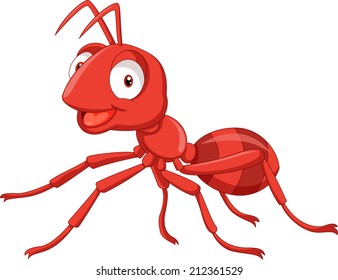 Illustration of a cartoon red ant