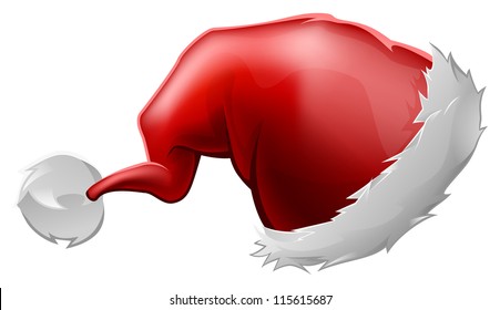 Illustration of a cartoon red furry Santa Claus hat