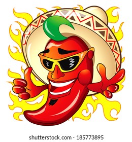 Illustration of  cartoon red hot peper