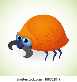Illustration of cartoon red spotty beetle