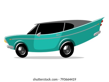 illustration of cartoon retro racing sport car