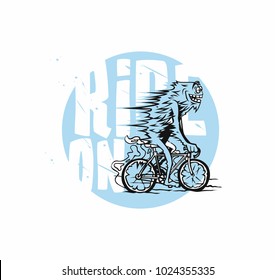 illustration of cartoon riding bicycle, riding, leisure, vector illustration