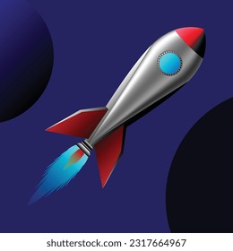 Illustration of cartoon rocket space ship