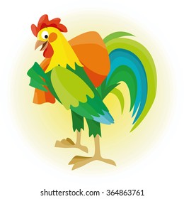 Illustration of cartoon rooster  