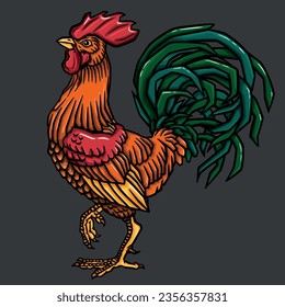 Illustration of cartoon rooster vector