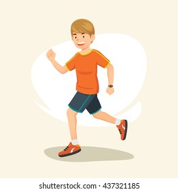 Illustration of a cartoon runner man jogging 