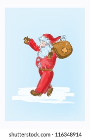 Illustration of cartoon Santa Claus sketch