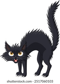 Illustration of cartoon scary black cat