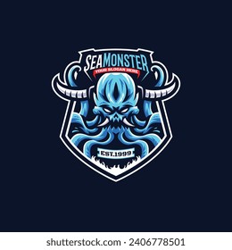 illustration of cartoon scary octopus beast
