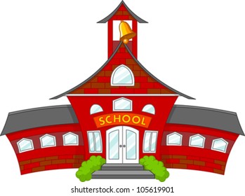 Illustration of cartoon school building