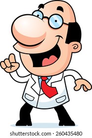An illustration of a cartoon scientist with an idea.
