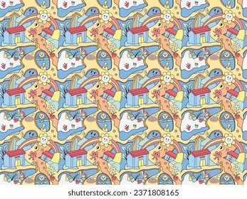 illustration cartoon seamless. Abstract vector pattern design for web banner, business presentation, branding package, fabric print and wallpaper