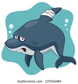 Illustration of Cartoon Shark be injured