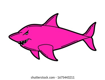 Illustration of cartoon shark. Urban colorful teenage creative image. Fashion symbol in modern comic style.