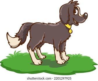 An illustration of a cartoon sheep dog.Vector cartoon style illustration of farm animal - dog. Isolated on white background.