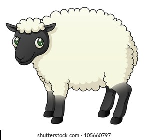 Illustration of a cartoon sheep. Eps 10 Vector.