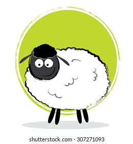 illustration cartoon  sheep  on the white background