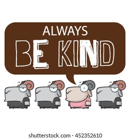 Illustration with cartoon sheep. Vector.