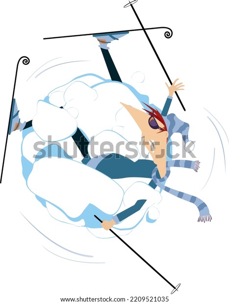 Illustration Cartoon Skier Big Snowdrift a Stock Vector (Royalty Free ...