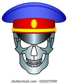 Illustration of the cartoon skull in a service cap