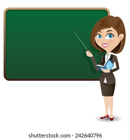 Illustration Cartoon Smart Girl Presenting Blackboard Stock Vector ...