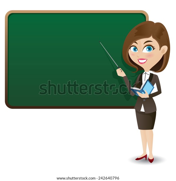 Illustration Cartoon Smart Girl Presenting Blackboard Stock Vector ...