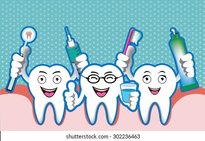 Illustration of cartoon smiling tooth