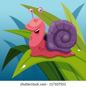 illustration of Cartoon Snail.Vector